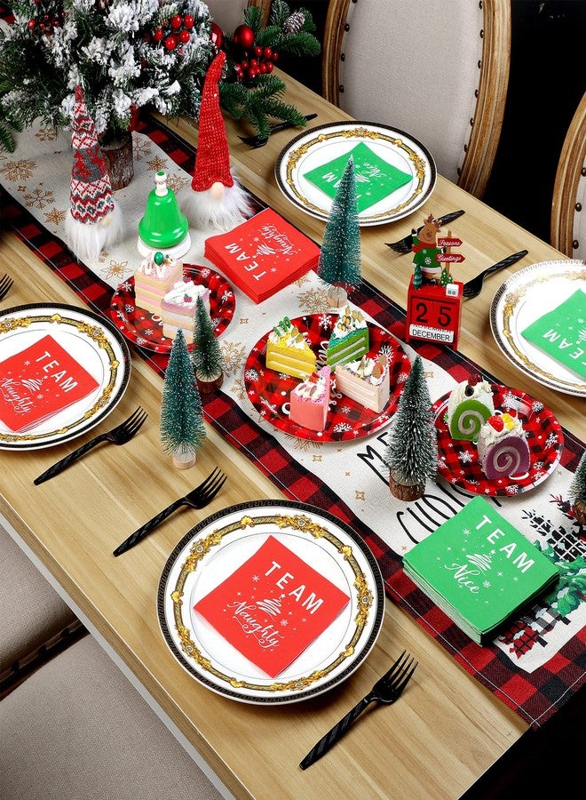 Sabary 100 Pcs Christmas Cocktail Napkins Team Naughty and Team Nice Beverage Napkins Red and Green Christmas Paper Napkins Funny Holiday Napkins for Christmas Dinner Party, 2 Ply, 5 x 5 Inch - Image 5